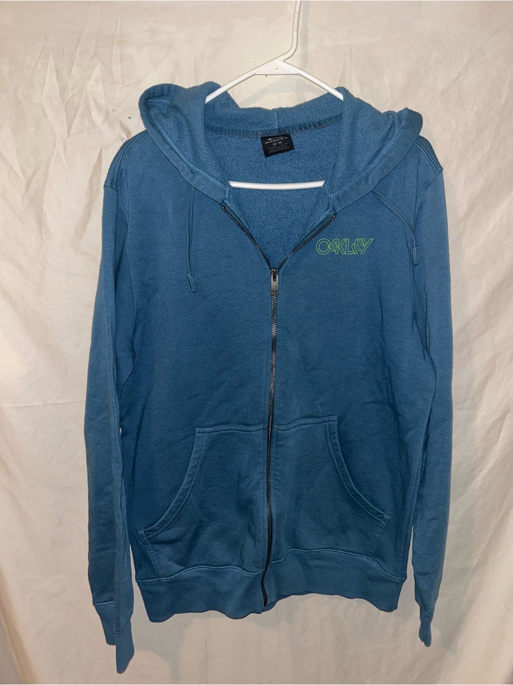 Oakley Men's Teal Zip-Up Hooded Sweater with Logo